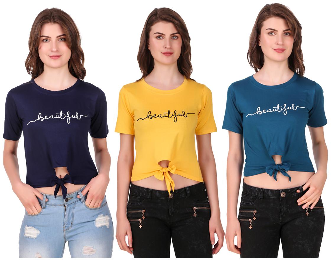 

AARYA WORLD Women Solid Crop top - Multi