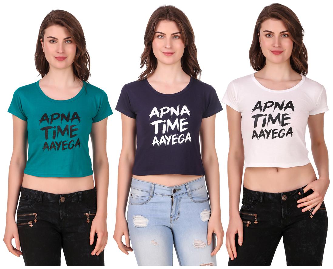 

AARYA WORLD Women Solid Crop top - Multi