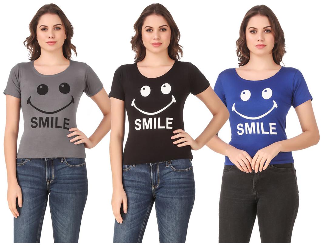 

AARYA WORLD Women Lycra Printed Multi T Shirt