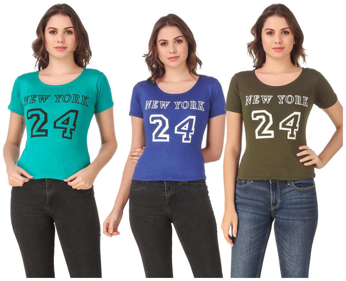 

AARYA WORLD Women Lycra Printed Multi T Shirt