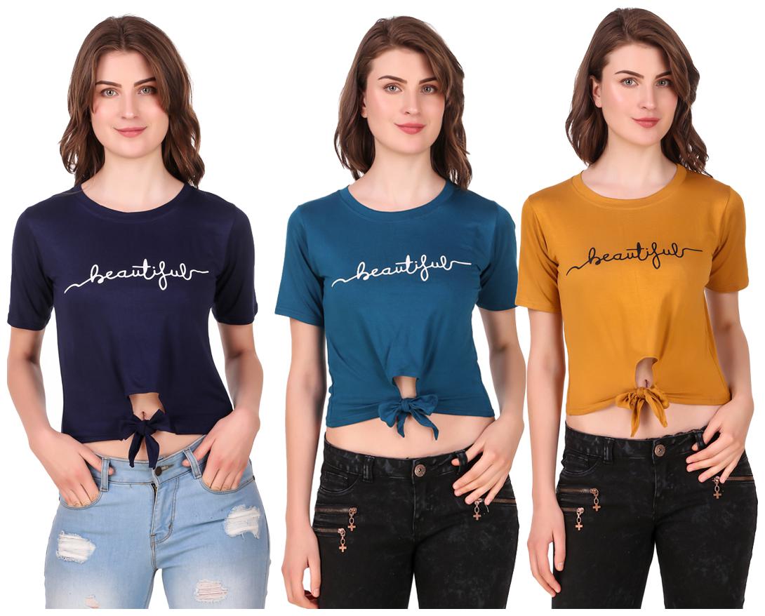 

AARYA WORLD Women Solid Crop top - Multi