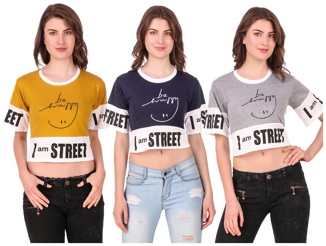 

AARYA WORLD Women Solid Crop top - Multi