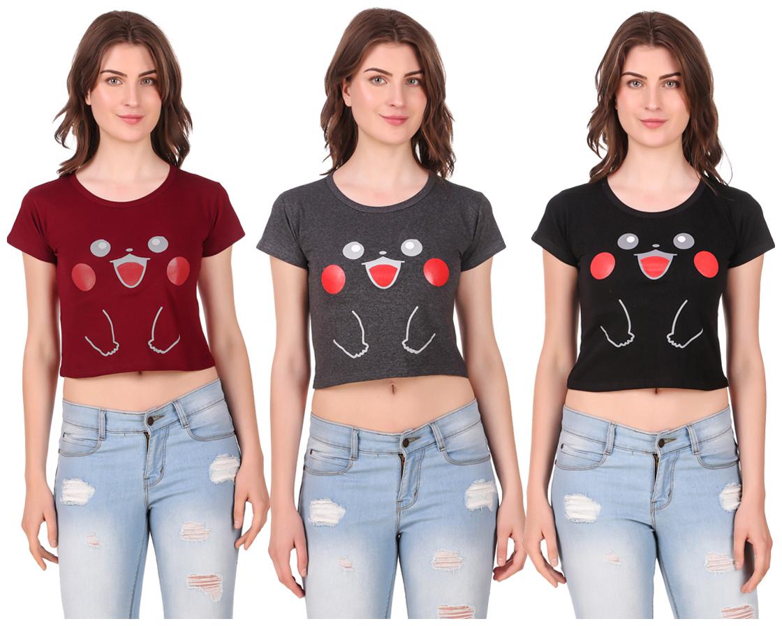 

AARYA WORLD Women Solid Crop top - Multi