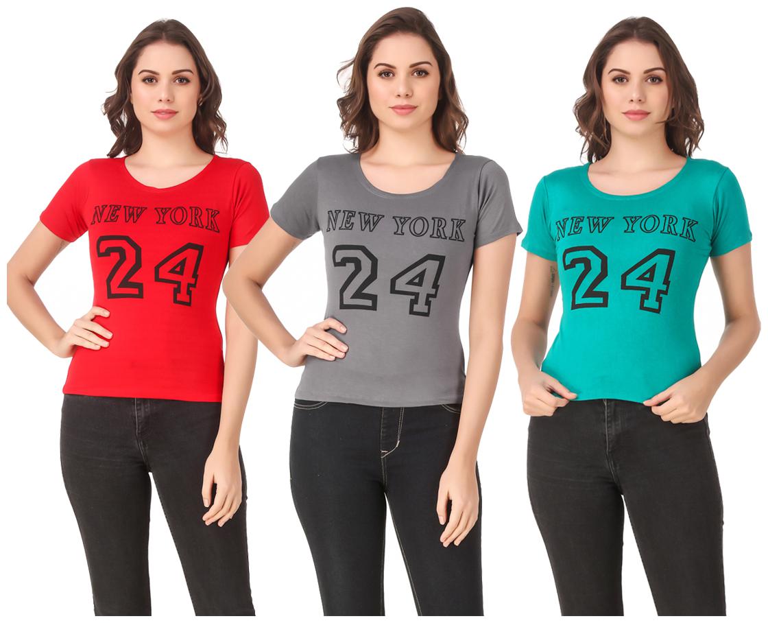 

AARYA WORLD Women Lycra Printed Multi T Shirt