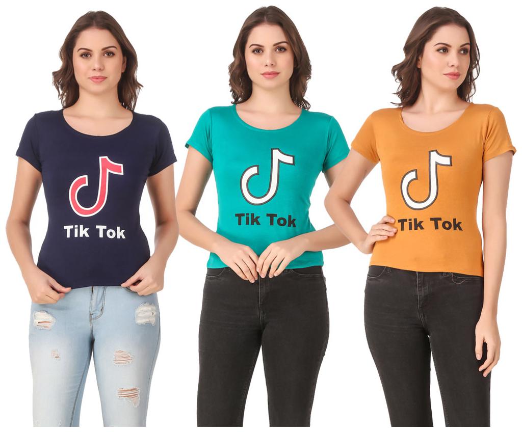 

AARYA WORLD Women Lycra Printed Multi T Shirt