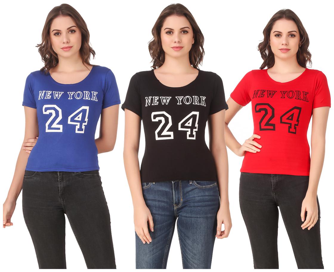 

AARYA WORLD Women Lycra Printed Multi T Shirt