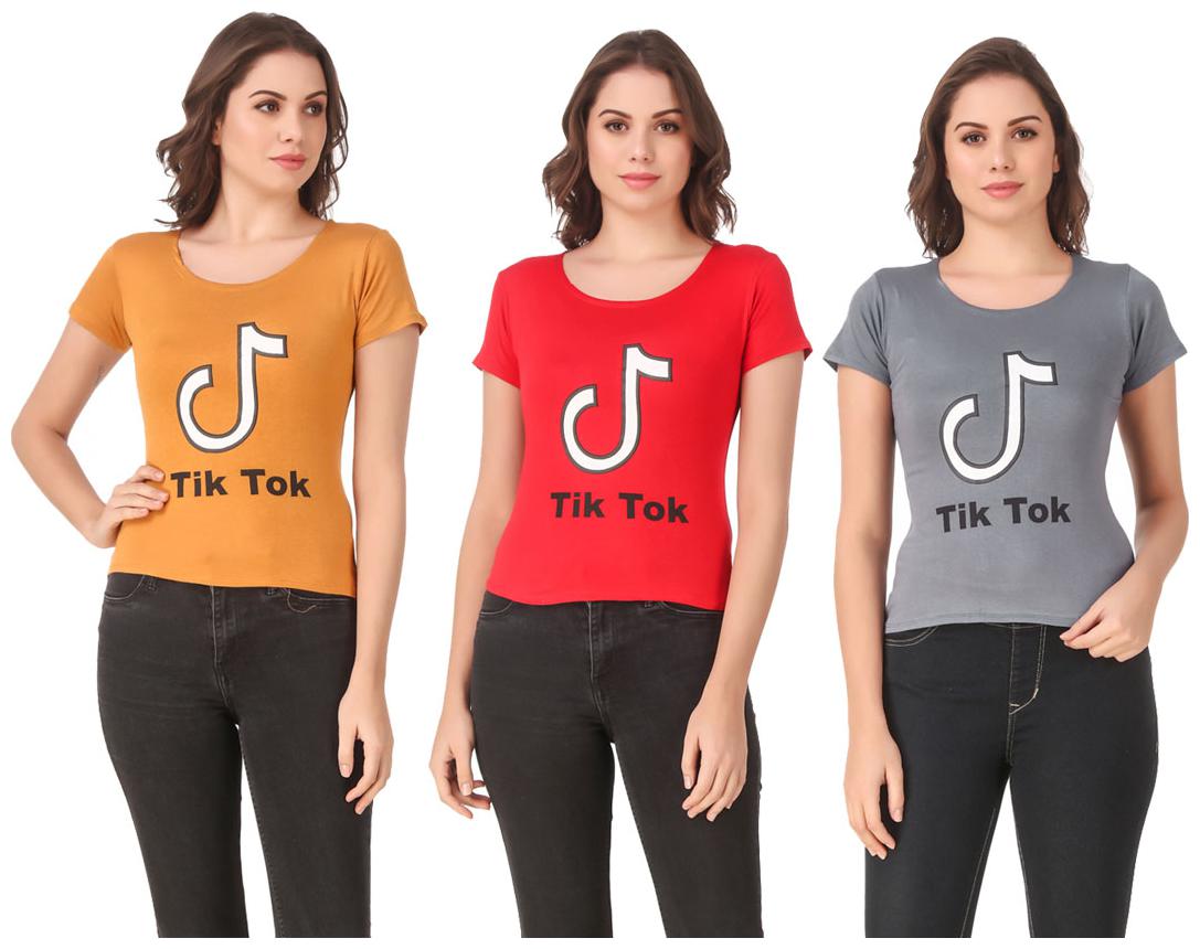 

AARYA WORLD Women Lycra Printed Multi T Shirt