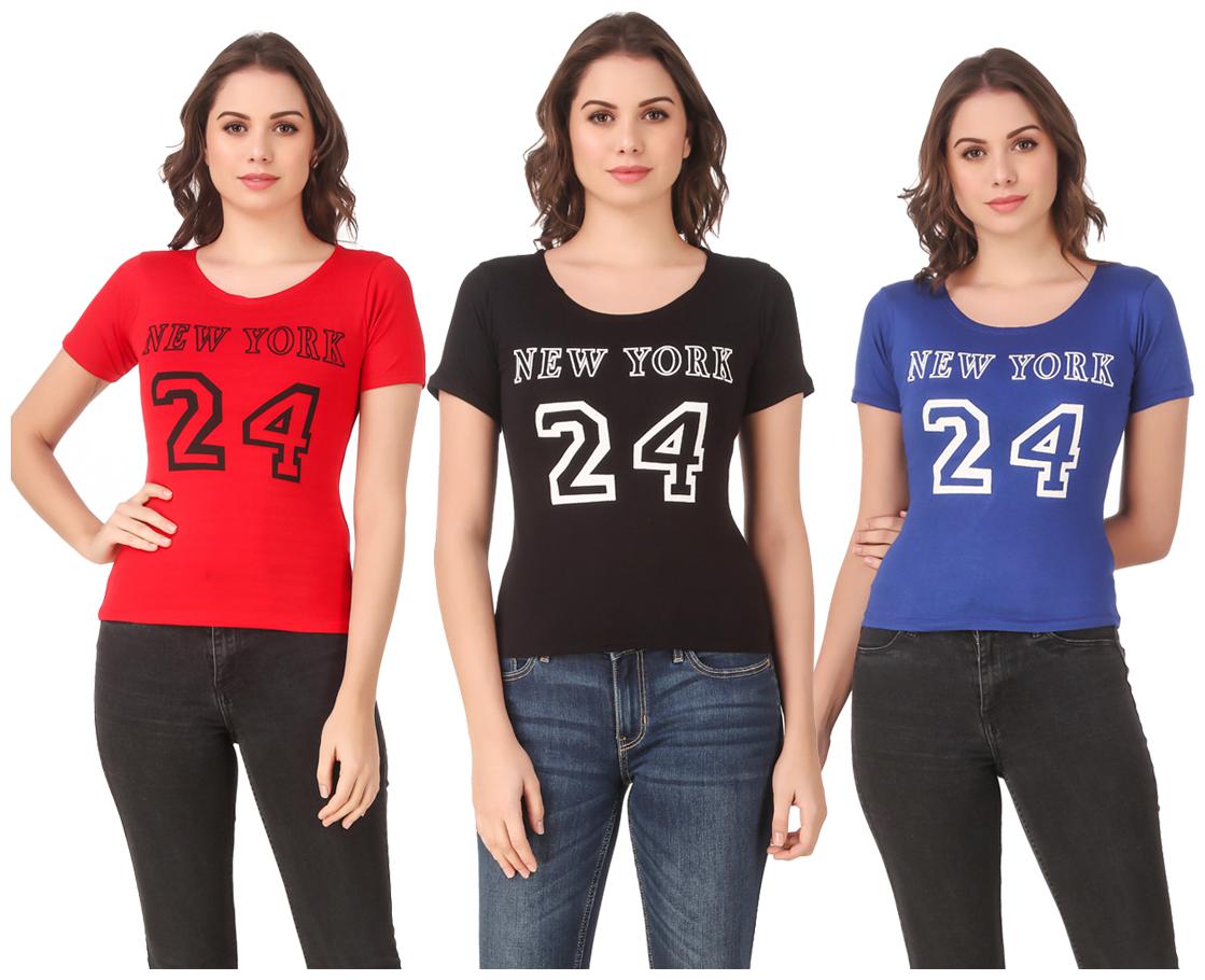 

AARYA WORLD Women Lycra Printed Multi T Shirt