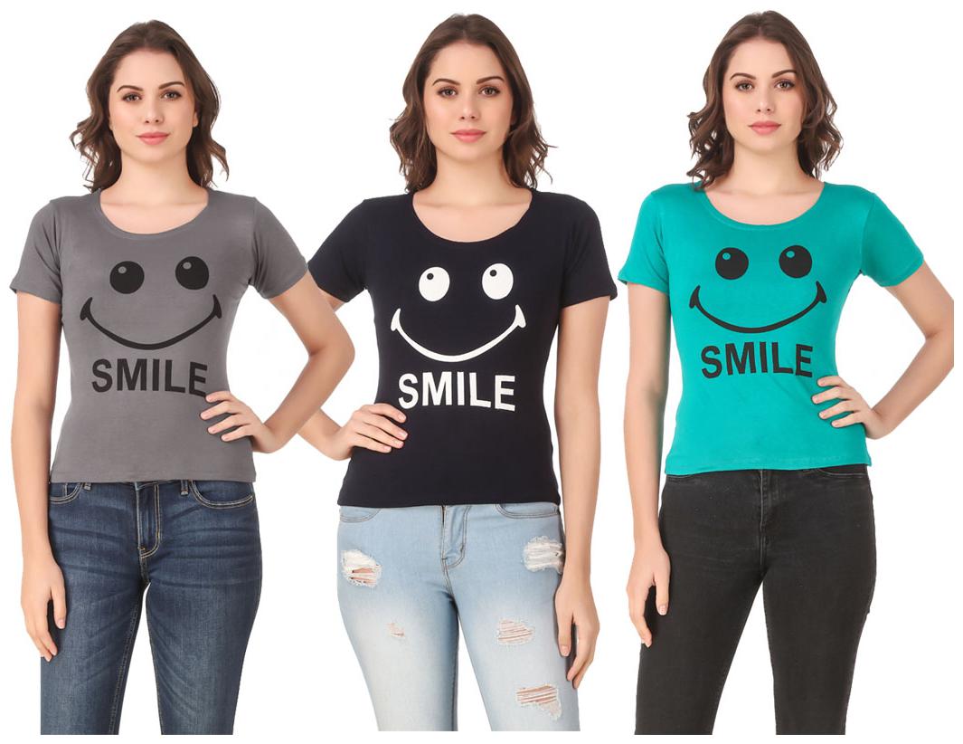 

AARYA WORLD Women Lycra Printed Multi T Shirt