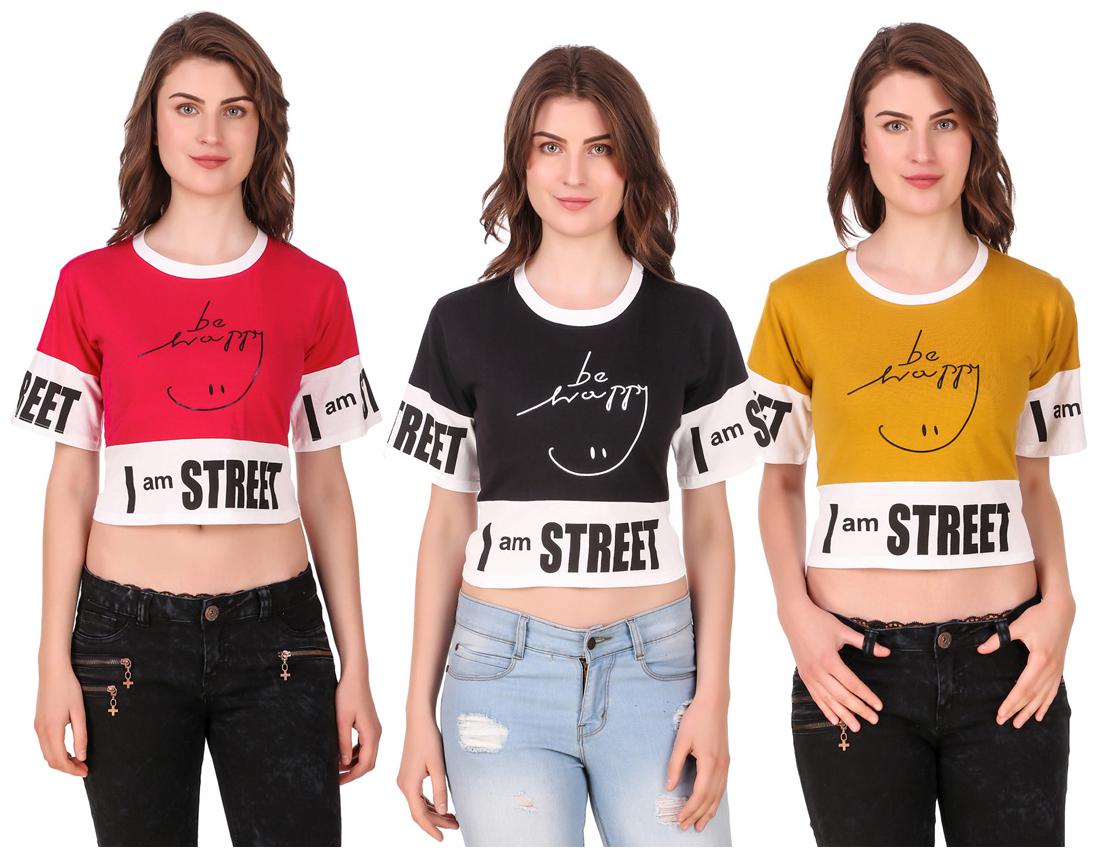 

AARYA WORLD Women Solid Crop top - Multi