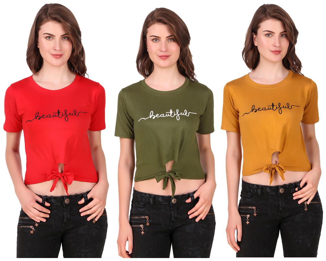 

AARYA WORLD Women Solid Crop top - Multi