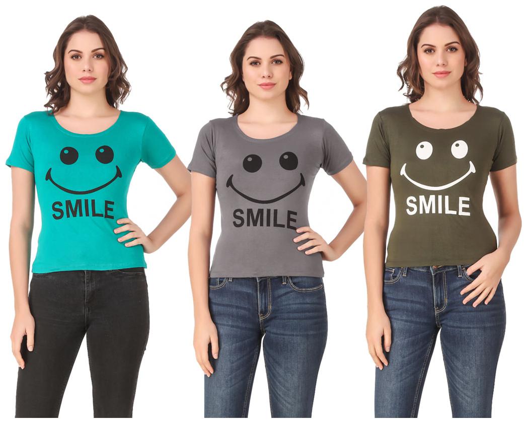 

AARYA WORLD Women Lycra Printed Multi T Shirt
