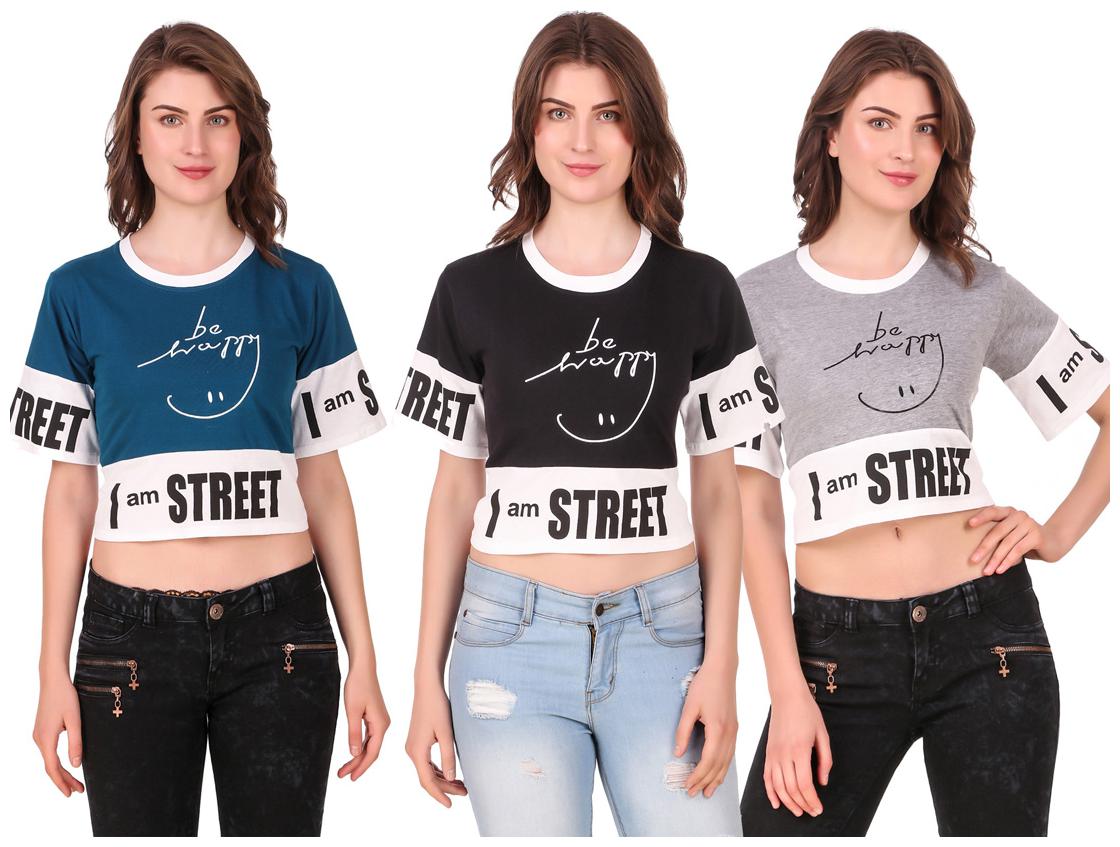 

AARYA WORLD Women Solid Crop top - Multi