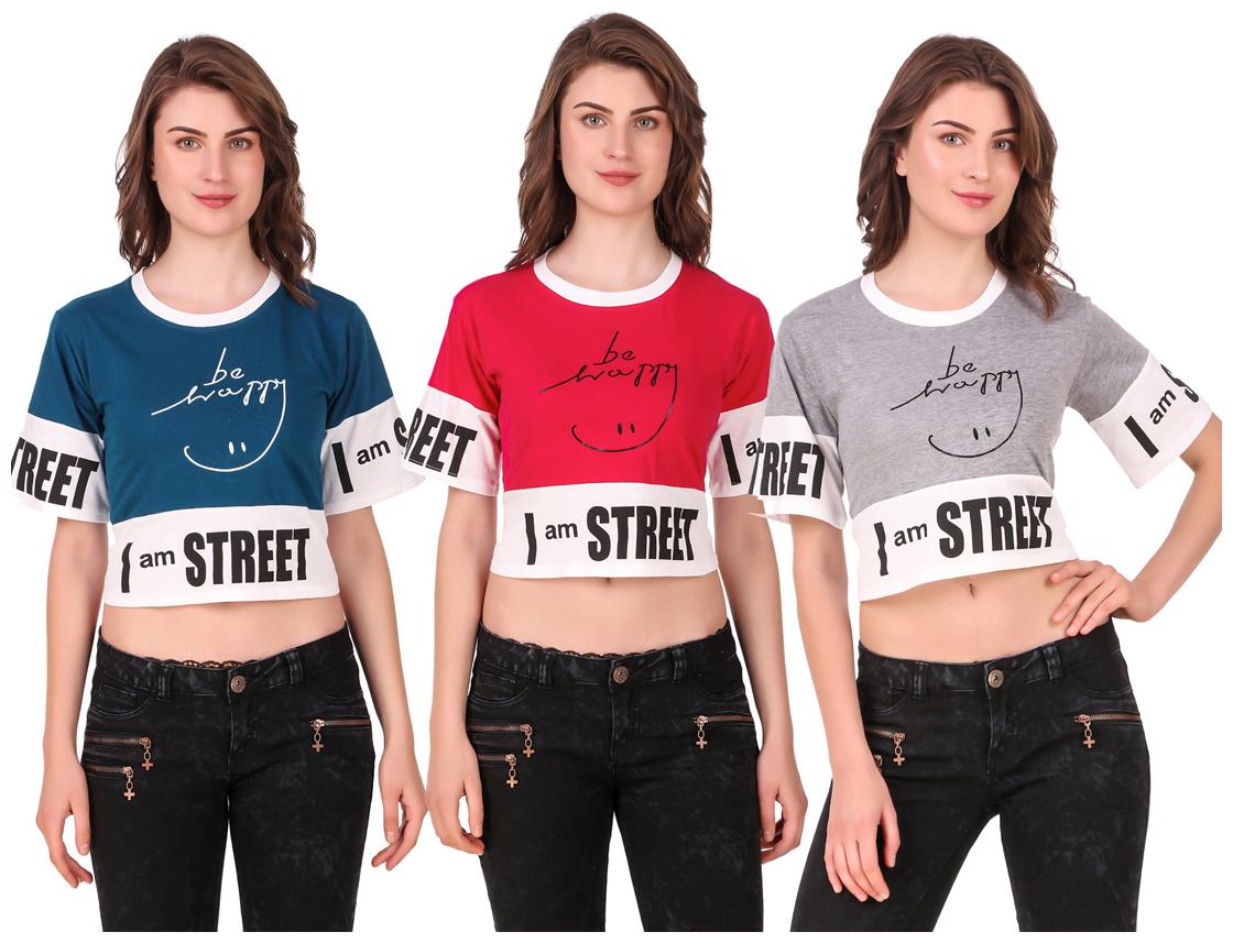 

AARYA WORLD Women Solid Crop top - Multi