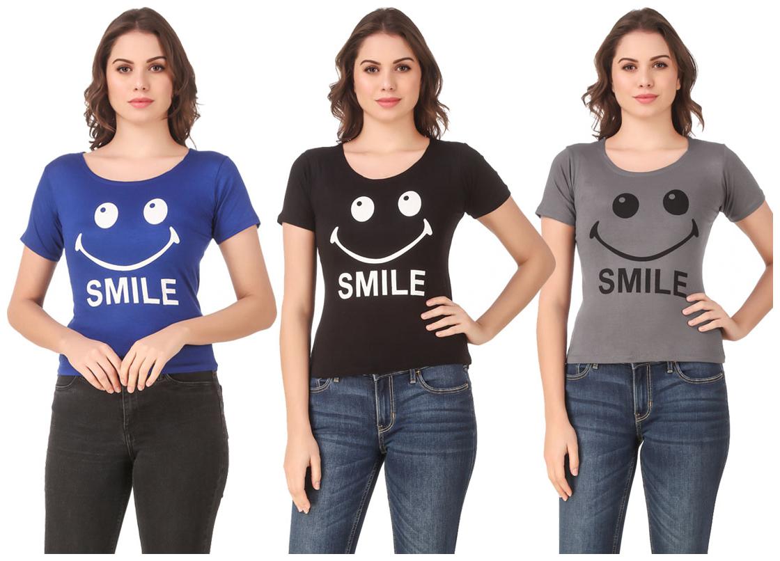 

AARYA WORLD Women Lycra Printed Multi T Shirt