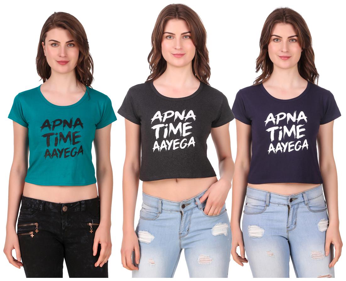 

AARYA WORLD Women Solid Crop top - Multi