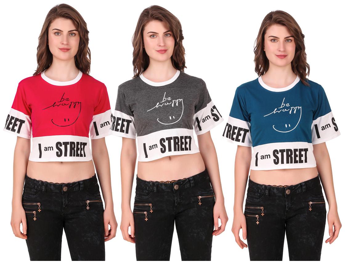 

AARYA WORLD Women Solid Crop top - Multi