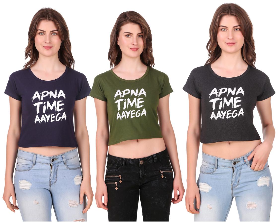 

AARYA WORLD Women Solid Crop top - Multi