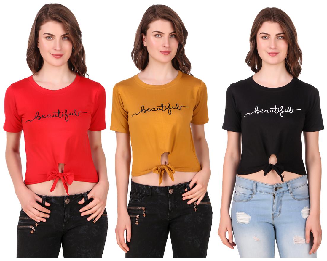

AARYA WORLD Women Solid Crop top - Multi