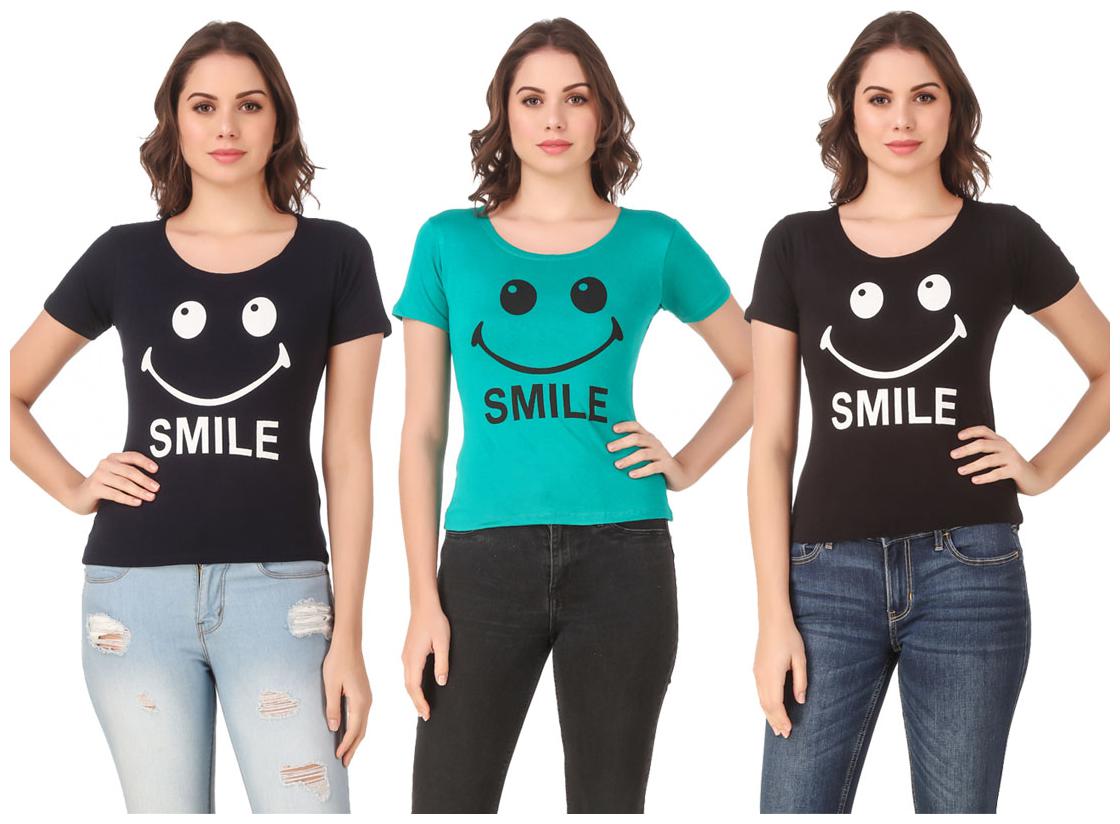 

AARYA WORLD Women Lycra Printed Multi T Shirt
