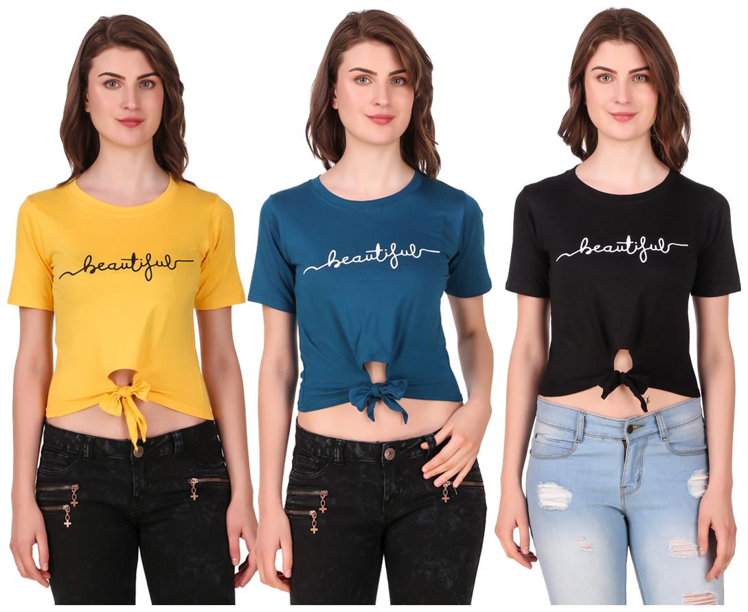 

AARYA WORLD Women Solid Crop top - Multi