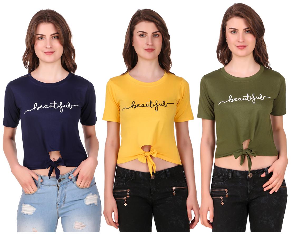 

AARYA WORLD Women Solid Crop top - Multi