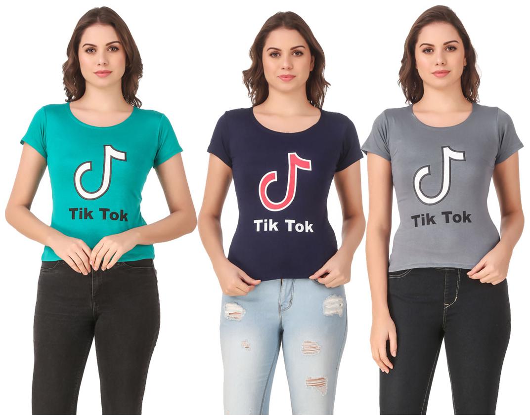 

AARYA WORLD Women Lycra Printed Multi T Shirt