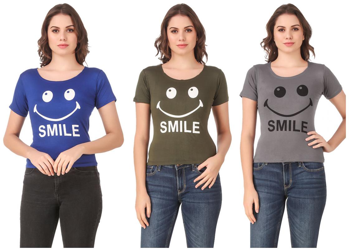 

AARYA WORLD Women Lycra Printed Multi T Shirt