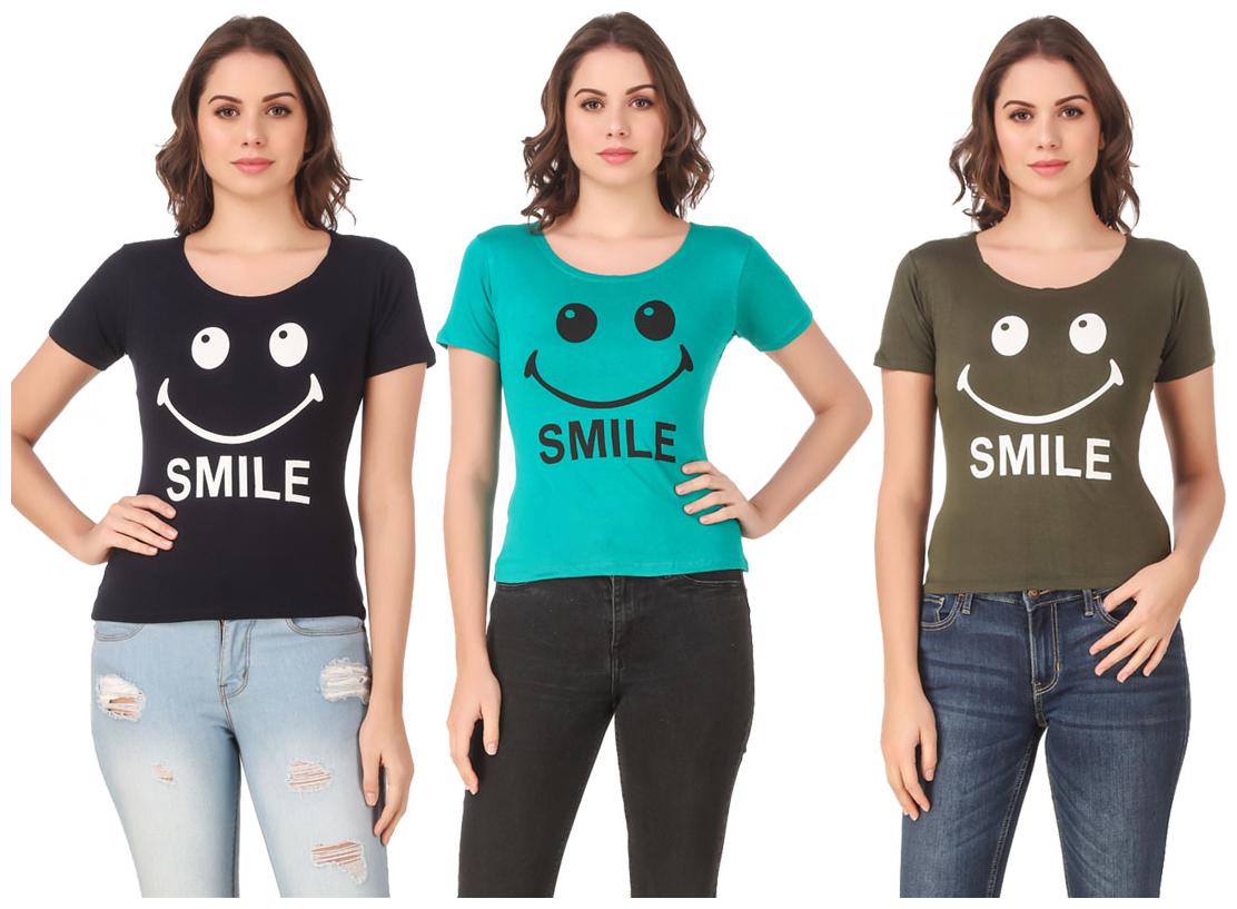 

AARYA WORLD Women Lycra Printed Multi T Shirt