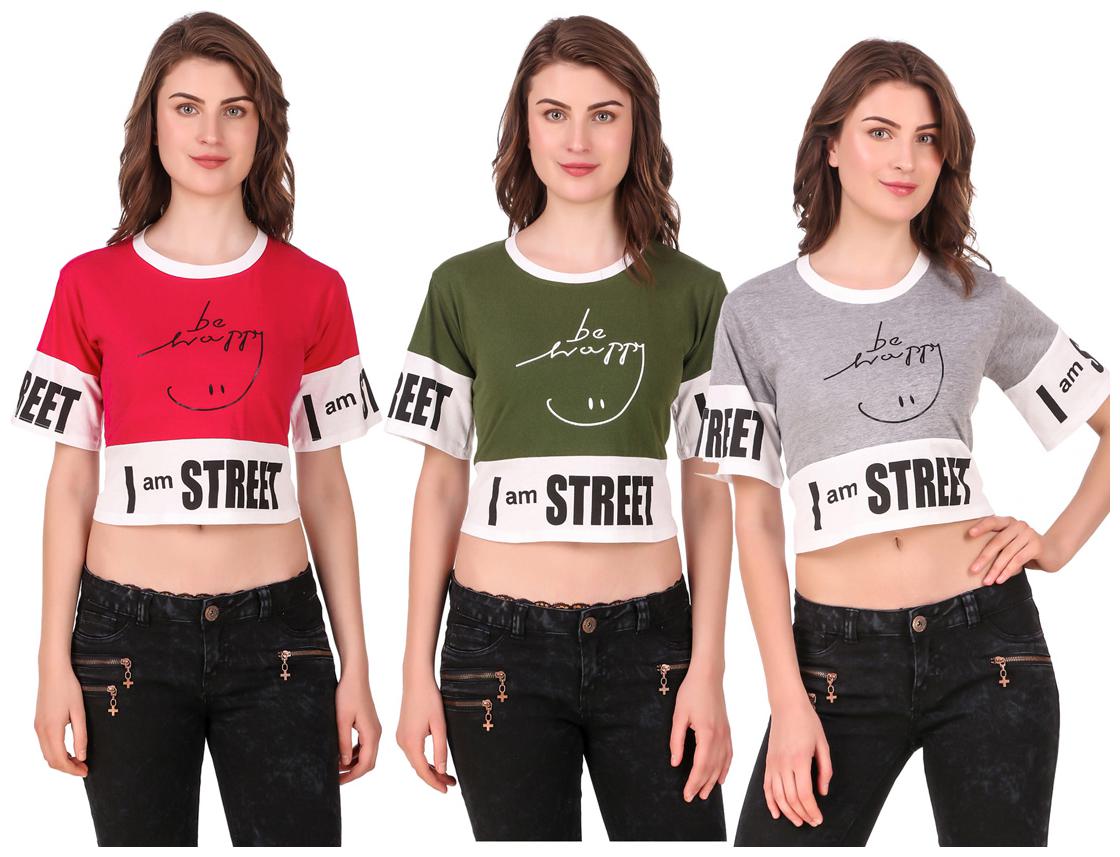 

AARYA WORLD Women Solid Crop top - Multi