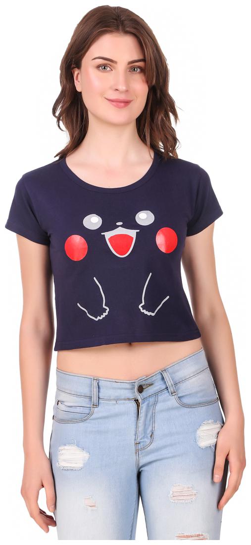 

AARYA WORLD Women Solid Crop top - Blue