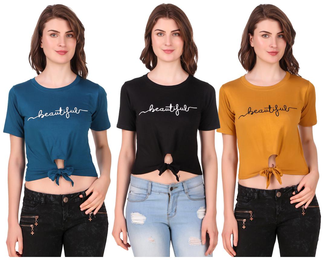 

AARYA WORLD Women Solid Crop top - Multi