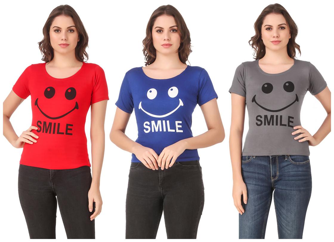 

AARYA WORLD Women Lycra Printed Multi T Shirt