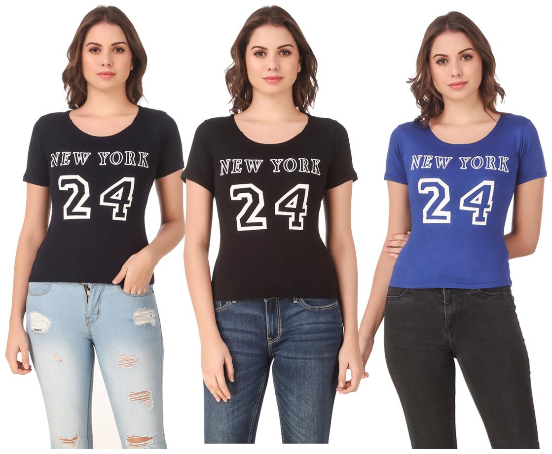

AARYA WORLD Women Lycra Printed Multi T Shirt