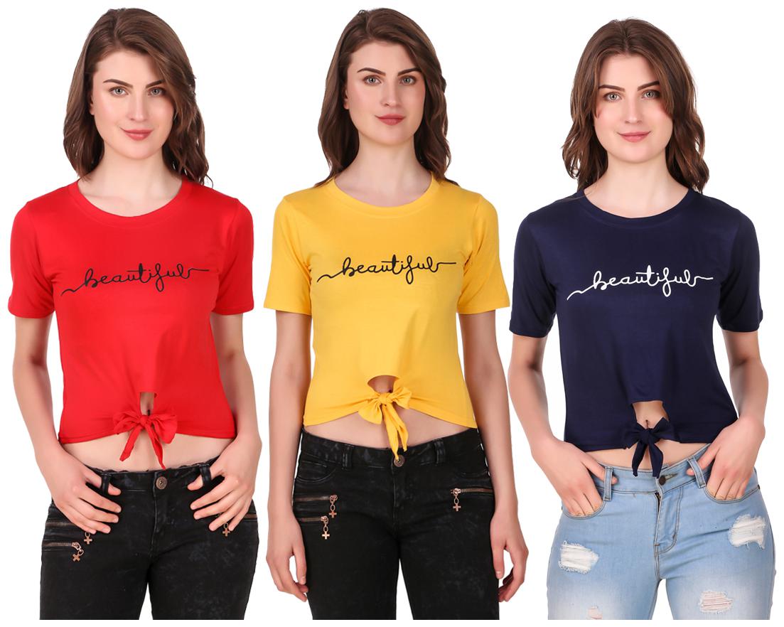 

AARYA WORLD Women Solid Crop top - Multi