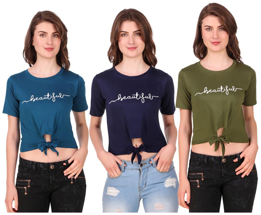 

AARYA WORLD Women Solid Crop top - Multi