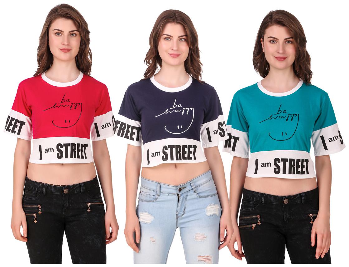 

AARYA WORLD Women Solid Crop top - Multi