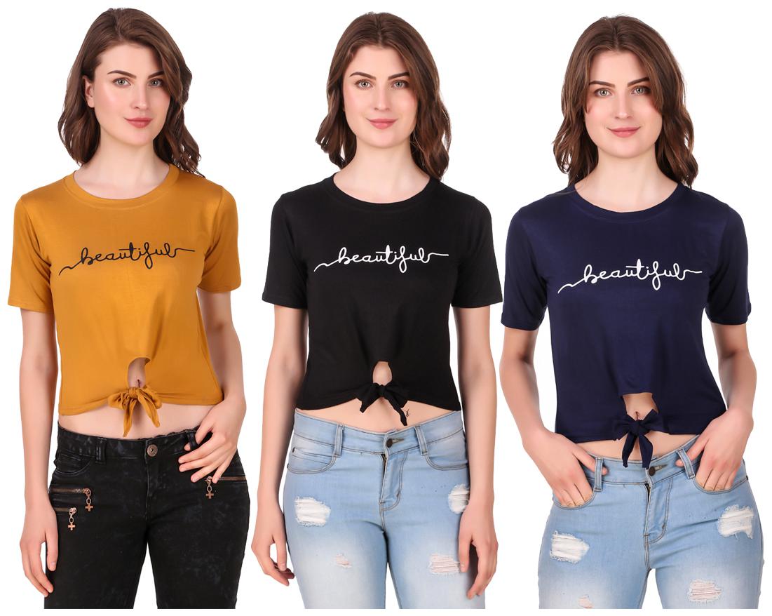 

AARYA WORLD Women Solid Crop top - Multi