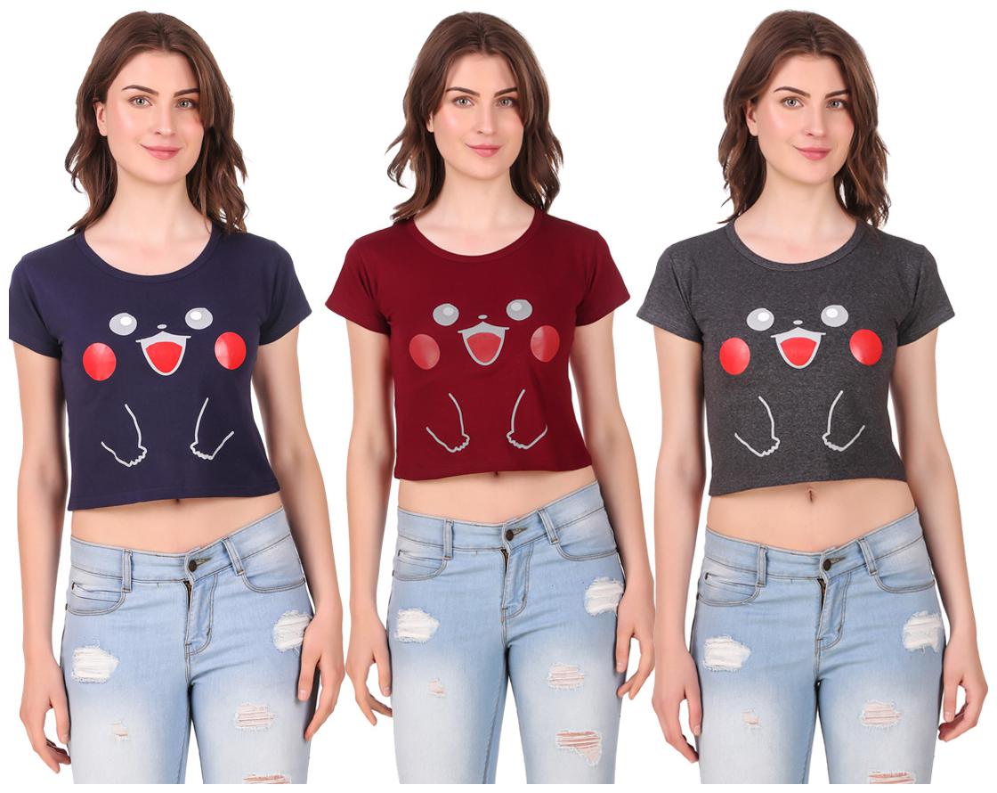 

AARYA WORLD Women Solid Crop top - Multi