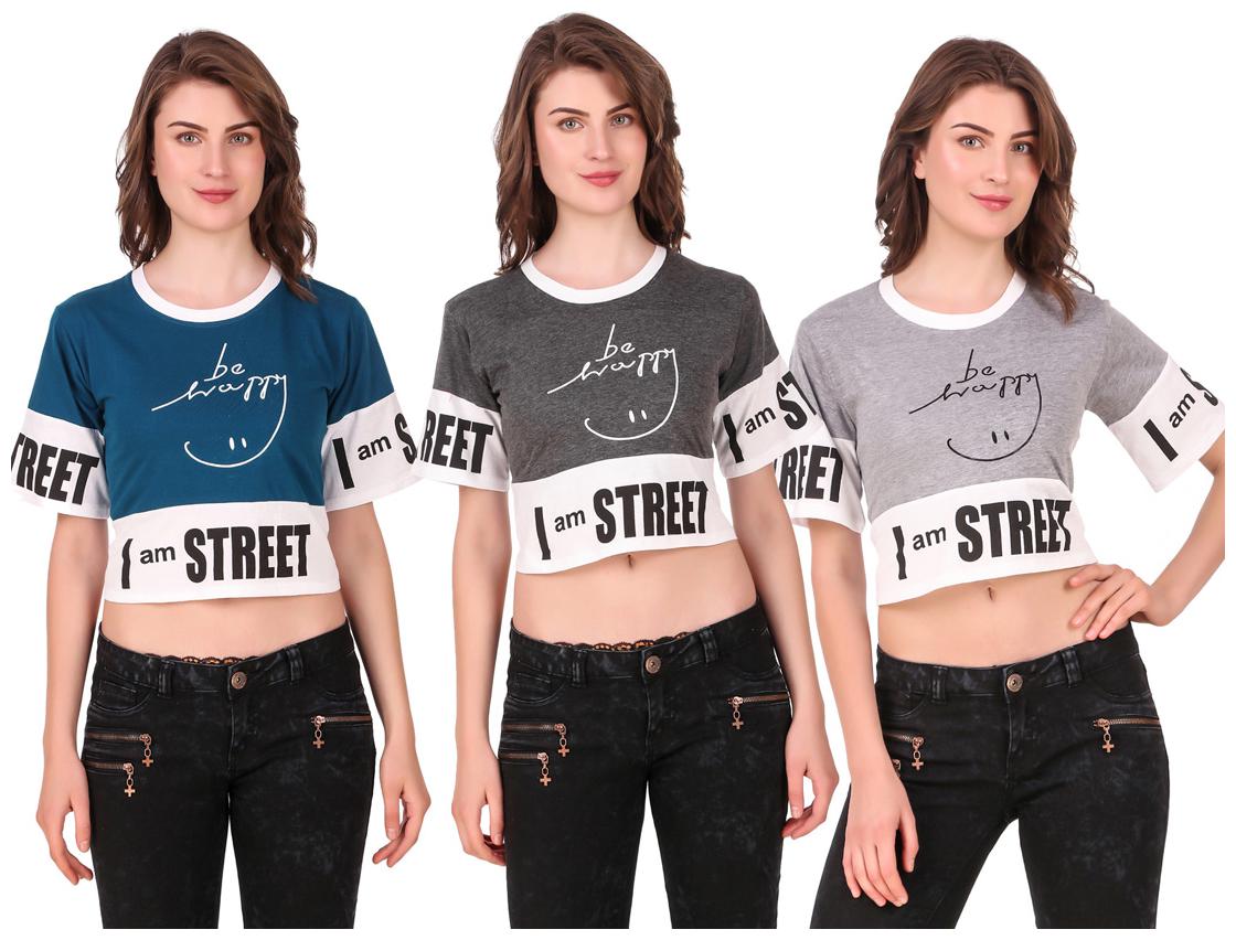 

AARYA WORLD Women Solid Crop top - Multi