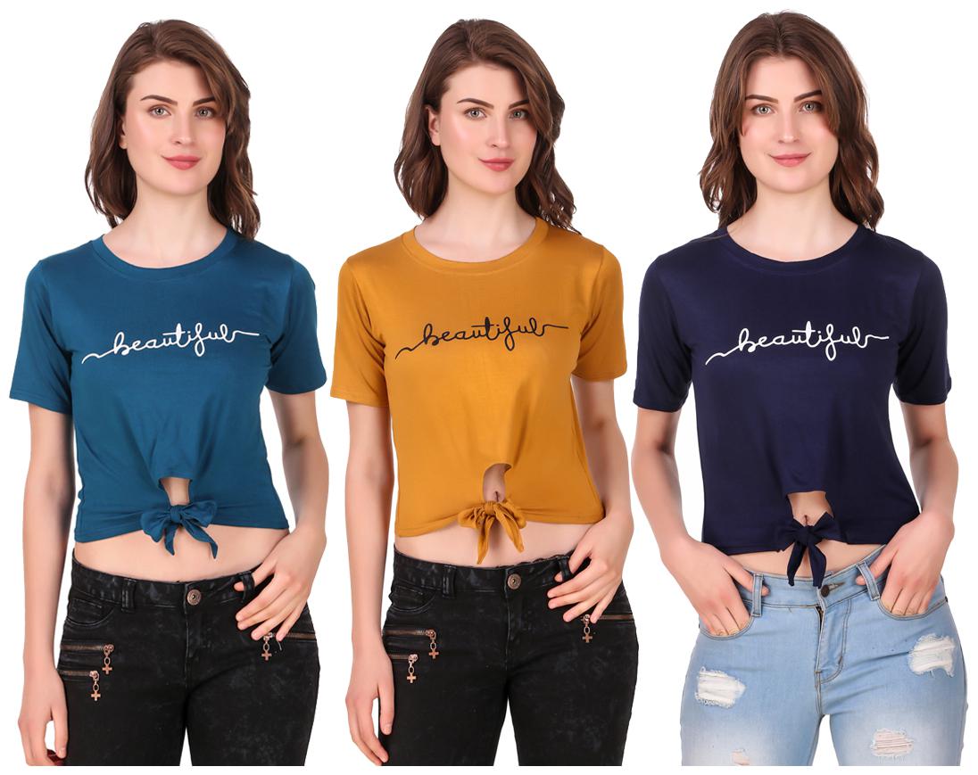 

AARYA WORLD Women Solid Crop top - Multi