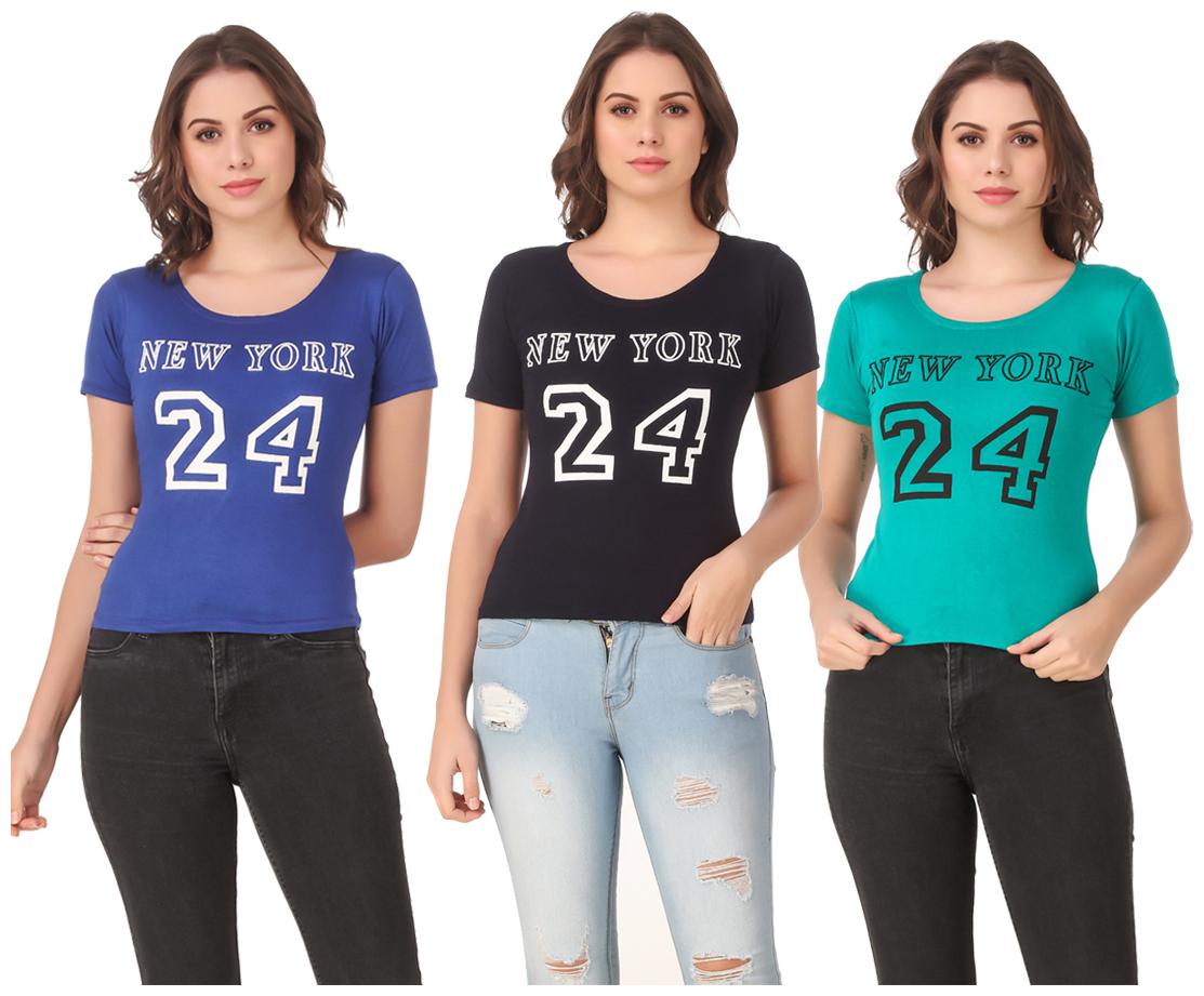 

AARYA WORLD Women Lycra Printed Multi T Shirt