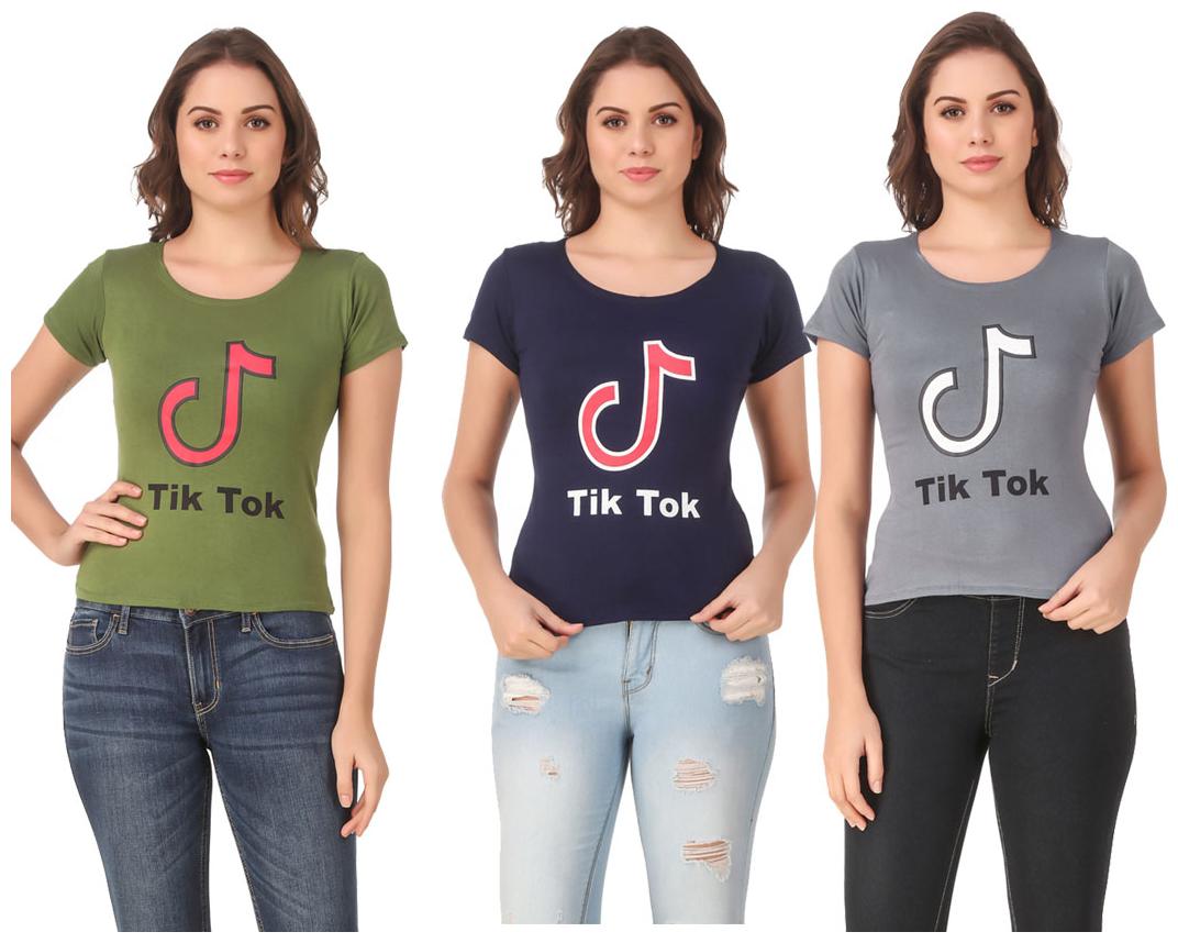 

AARYA WORLD Women Lycra Printed Multi T Shirt
