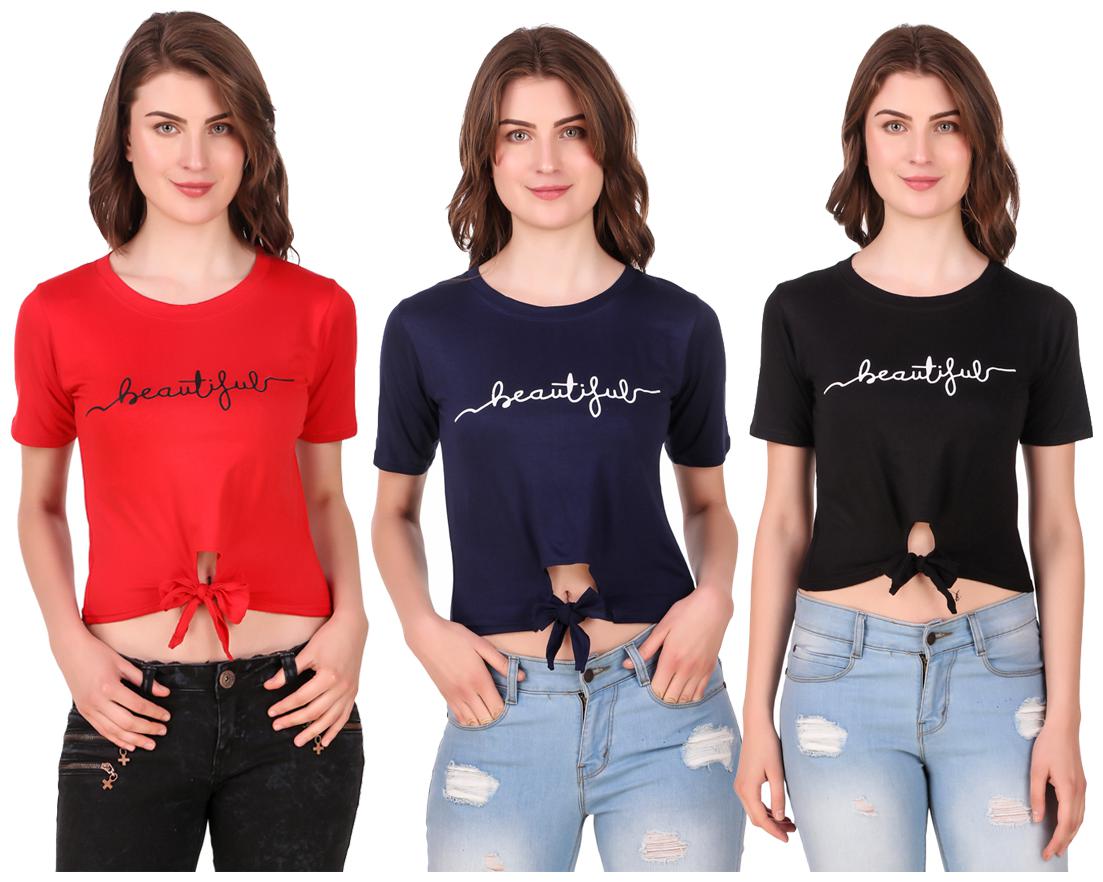 

AARYA WORLD Women Solid Crop top - Multi