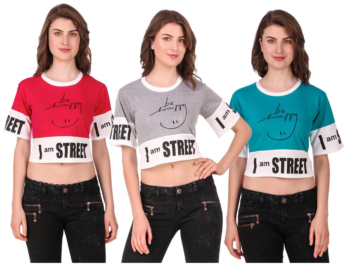 

AARYA WORLD Women Solid Crop top - Multi