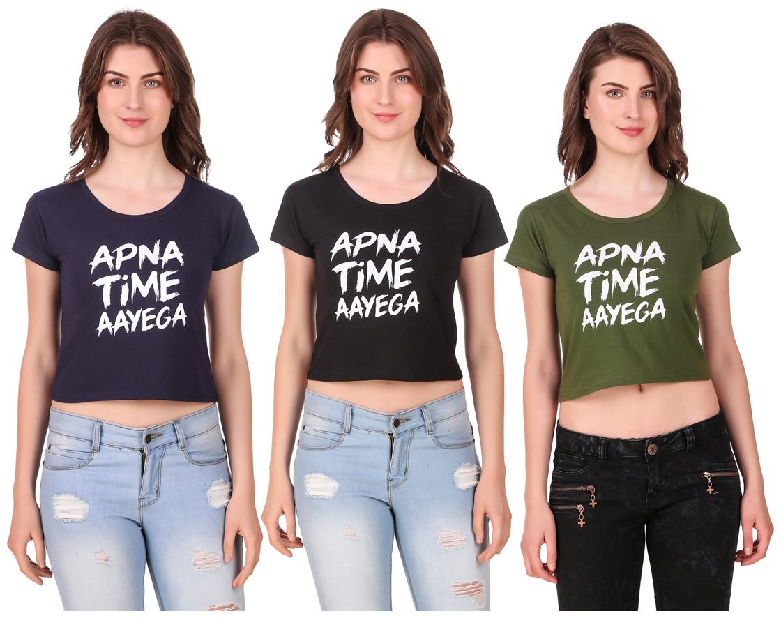 

AARYA WORLD Women Solid Crop top - Multi