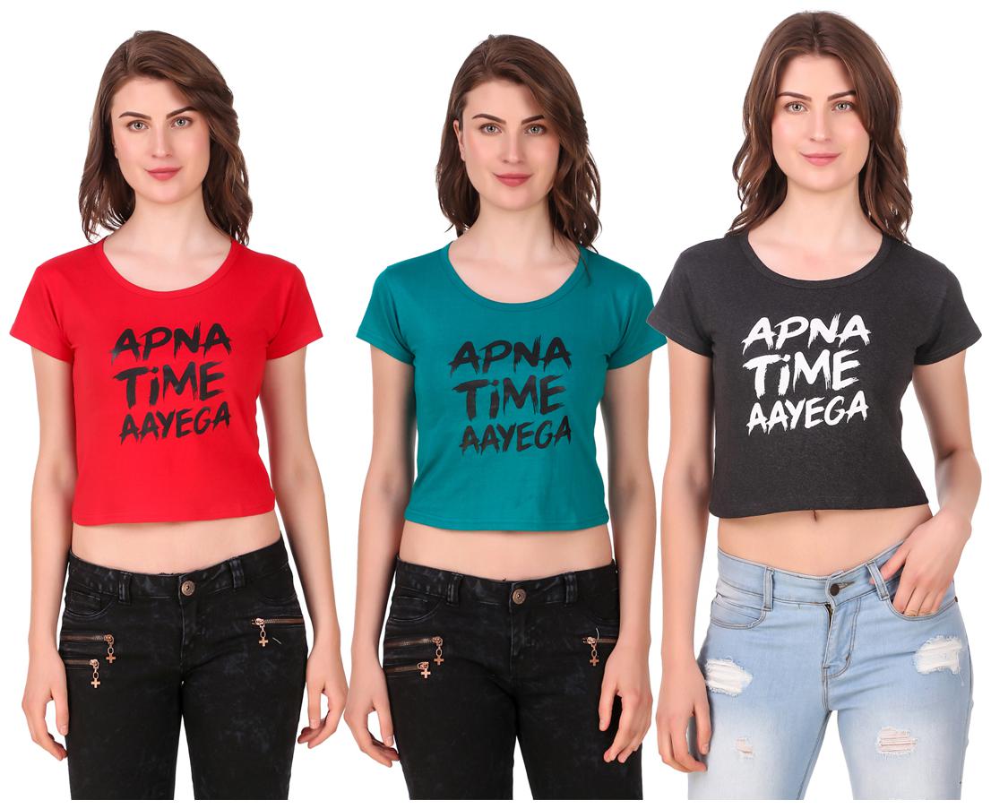 

AARYA WORLD Women Solid Crop top - Multi