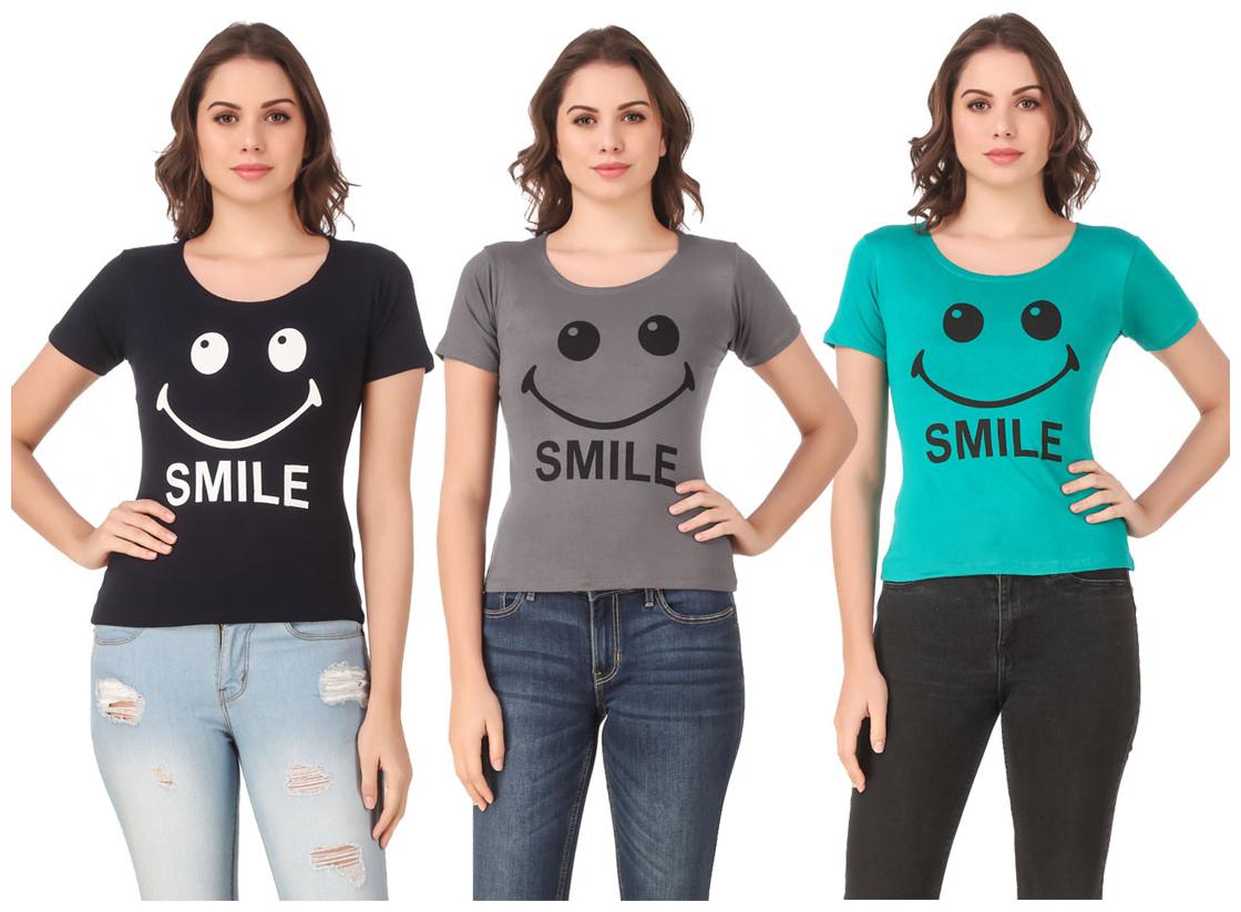 

AARYA WORLD Women Lycra Printed Multi T Shirt