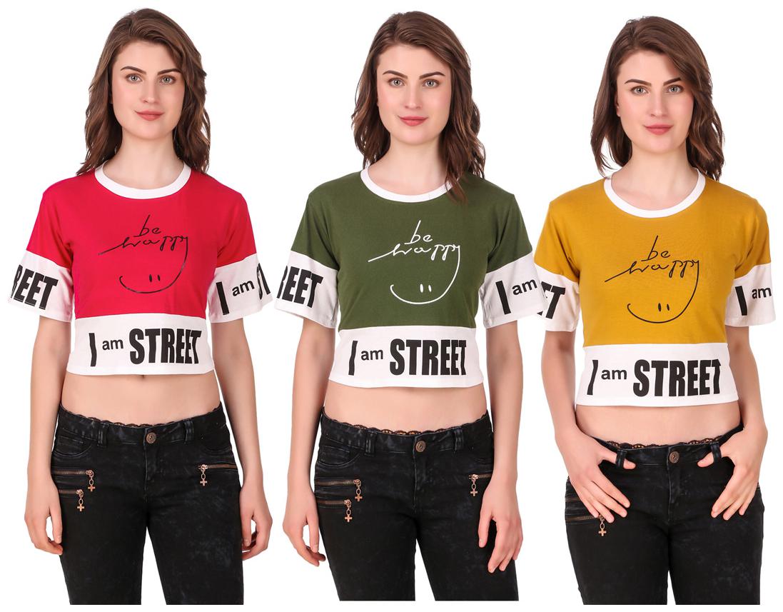

AARYA WORLD Women Solid Crop top - Multi