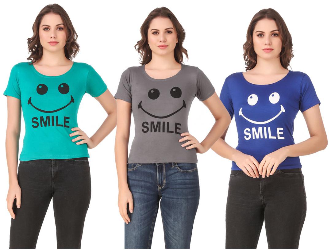 

AARYA WORLD Women Lycra Printed Multi T Shirt